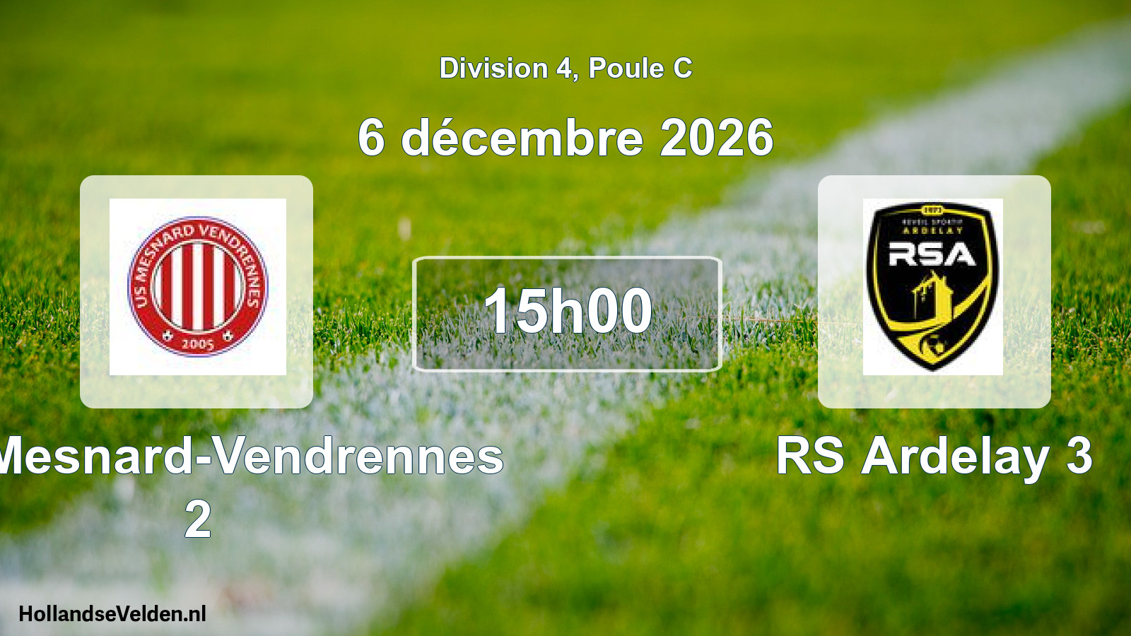 Match programmé: US Mesnard-Vendrennes 2 - RS Ardelay 3 (6 décembre 2026)