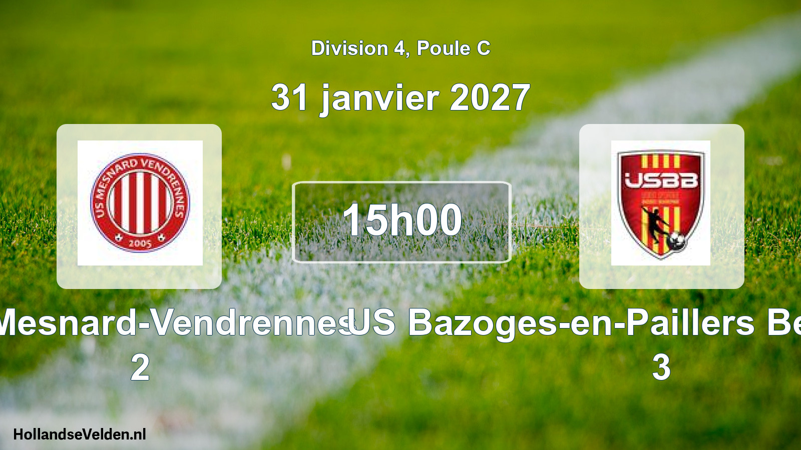 Match programmé: US Mesnard-Vendrennes 2 - US Bazoges-en-Paillers Beaurepaire 3 (31 janvier 2027)