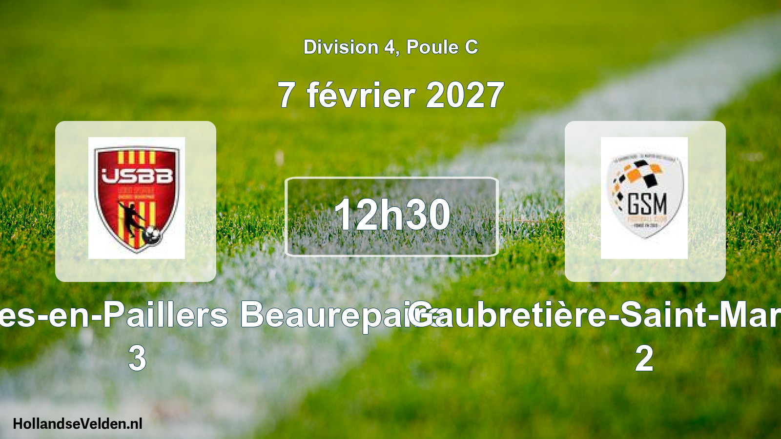 Match programmé: US Bazoges-en-Paillers Beaurepaire 3 - Gaubretière-Saint-Martin FC 2 (7 février 2027)