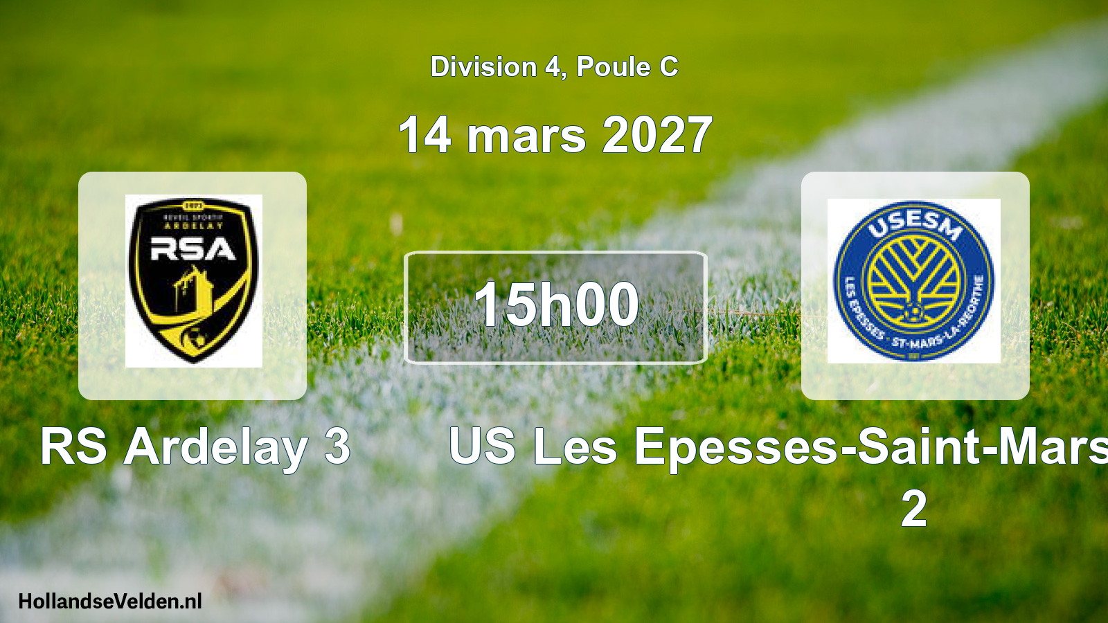 Match programmé: RS Ardelay 3 - US Les Epesses-Saint-Mars-la-Réorthe 2 (14 mars 2027)