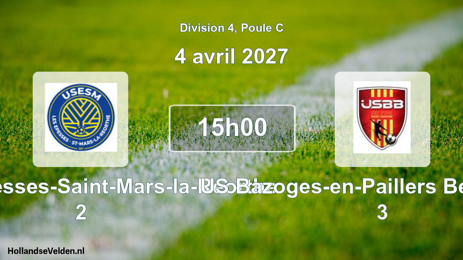 Match programmé: US Les Epesses-Saint-Mars-la-Réorthe 2 - US Bazoges-en-Paillers Beaurepaire 3 (4 avril 2027)