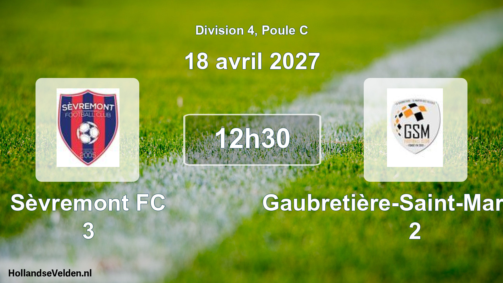 Match programmé: Sèvremont FC 3 - Gaubretière-Saint-Martin FC 2 (18 avril 2027)