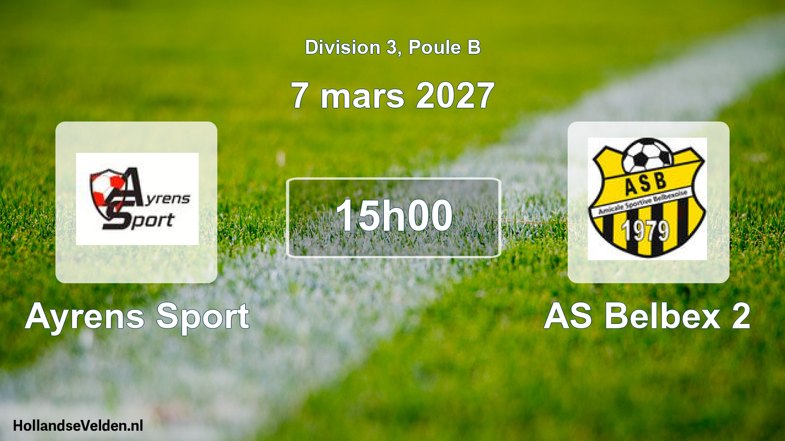 Geplande wedstrijd: Ayrens Sport - AS Belbex 2 (7 maart 2027)