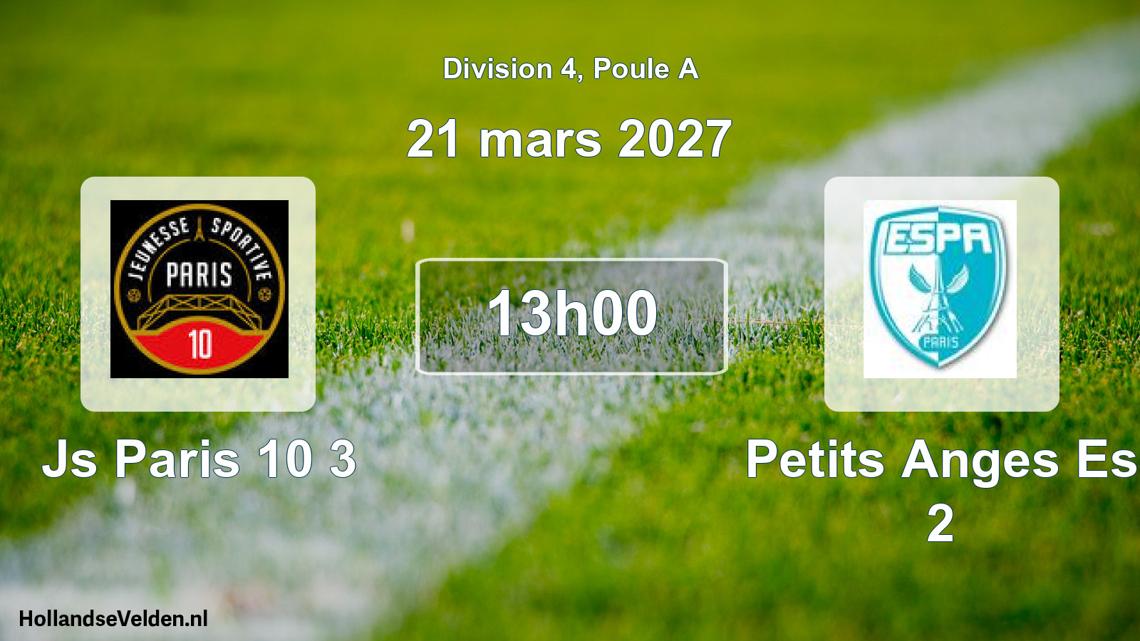 Scheduled Match: Js Paris 10 3 - Petits Anges Es 2 (21 March 2027)
