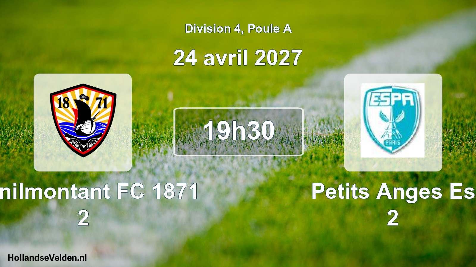 Scheduled Match: Ménilmontant FC 1871 2 - Petits Anges Es 2 (24 April 2027)