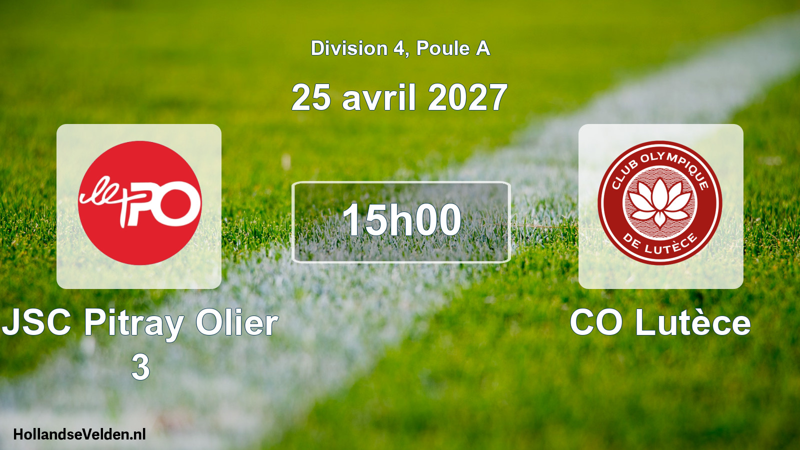 Match programmé: JSC Pitray Olier 3 - CO Lutèce (25 avril 2027)