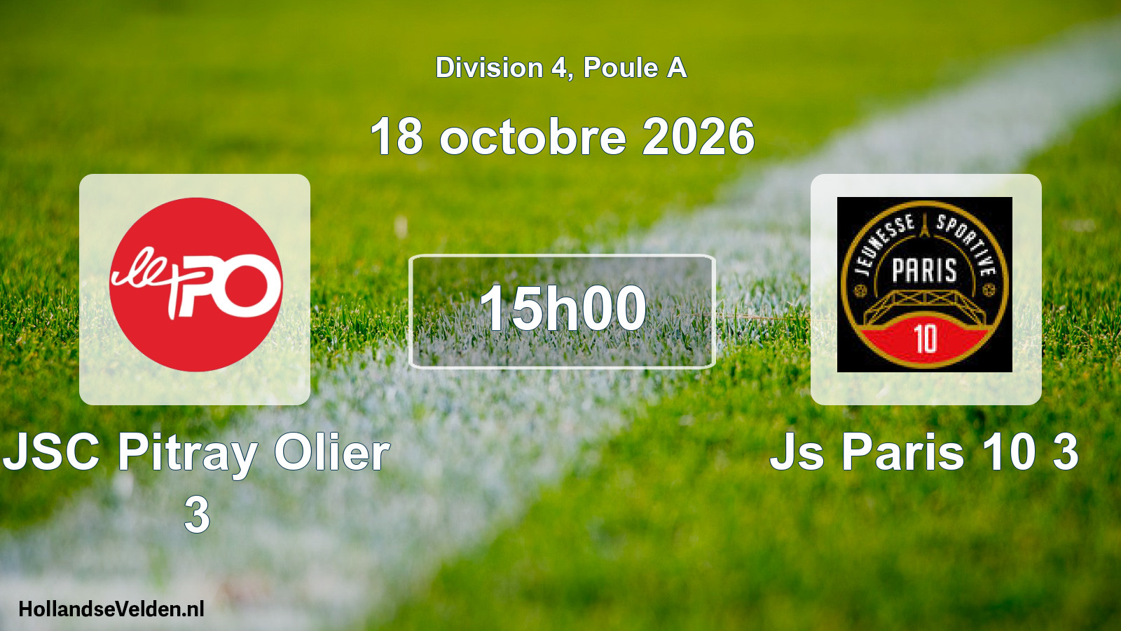 Scheduled Match: JSC Pitray Olier 3 - Js Paris 10 3 (18 October 2026)