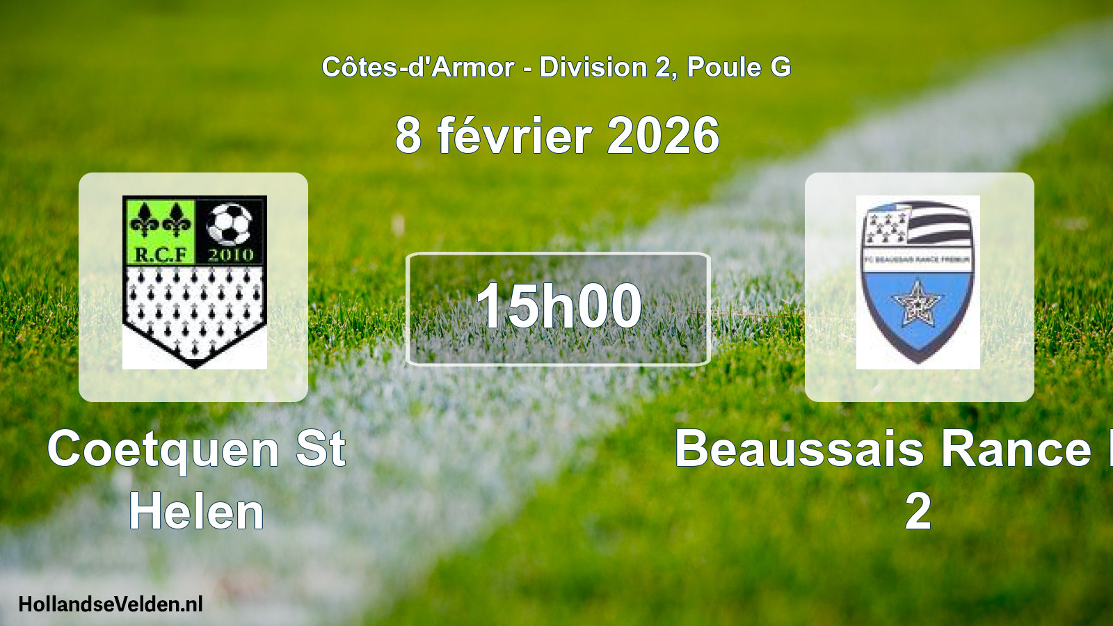Scheduled Match: Coetquen St Helen - Beaussais Rance Fc 2 (8 February 2026)