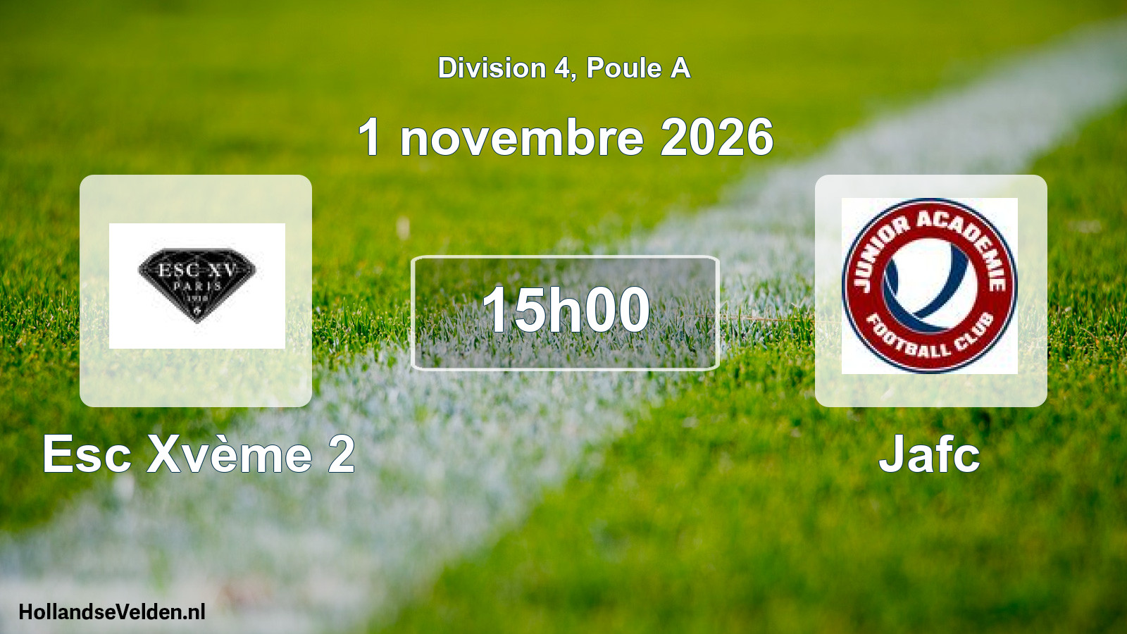 Scheduled Match: Esc Xvème 2 - Jafc (1 November 2026)