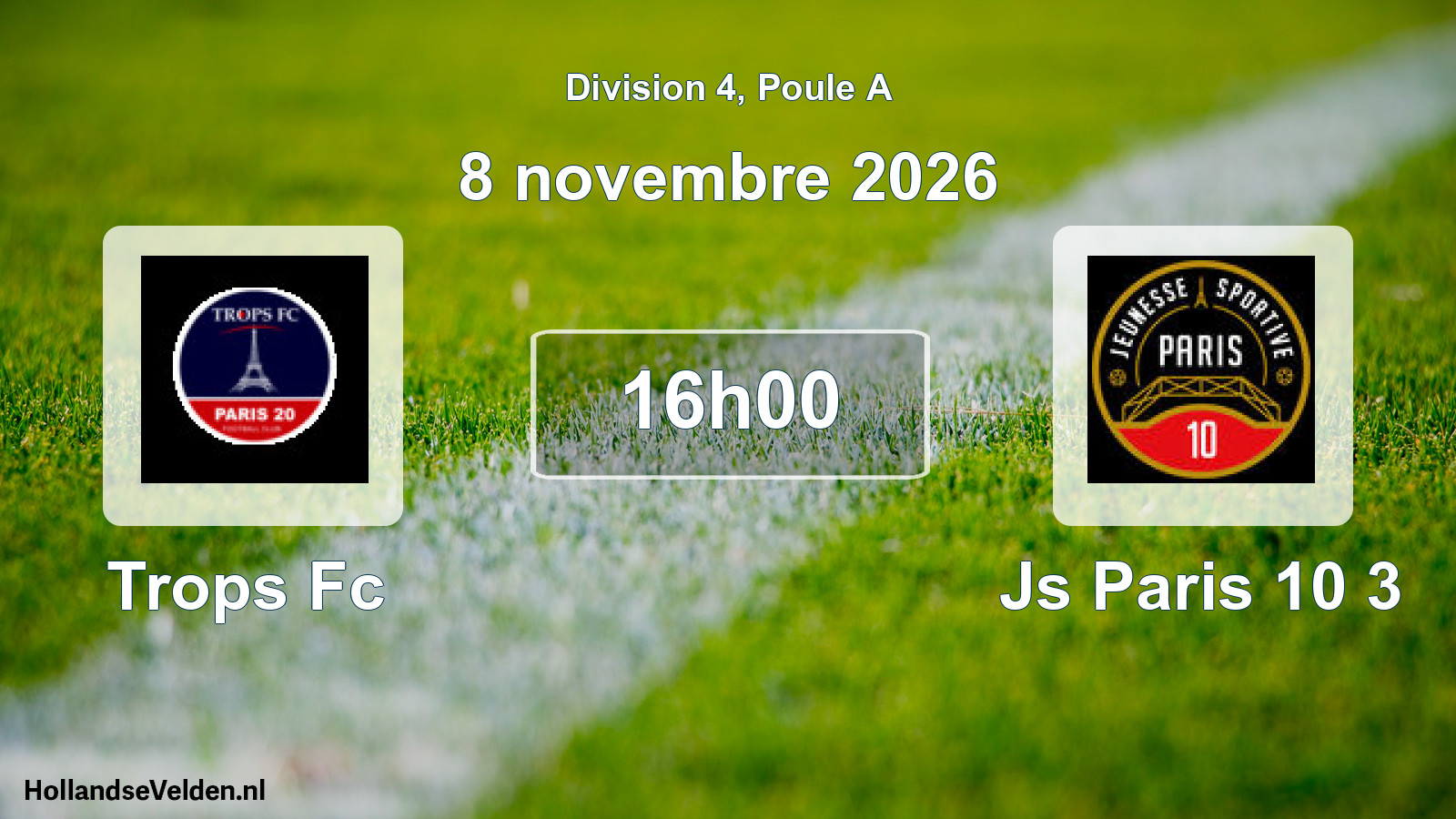 Scheduled Match: Trops Fc - Js Paris 10 3 (8 November 2026)