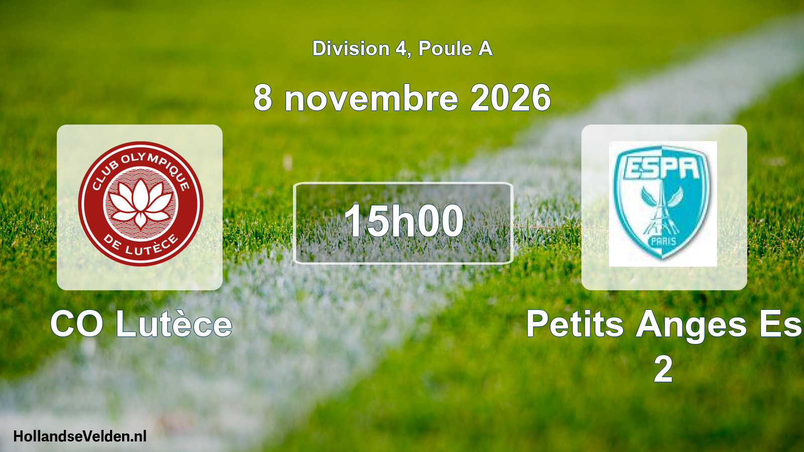 Scheduled Match: CO Lutèce - Petits Anges Es 2 (8 November 2026)