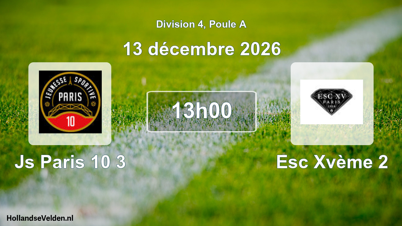 Scheduled Match: Js Paris 10 3 - Esc Xvème 2 (13 December 2026)