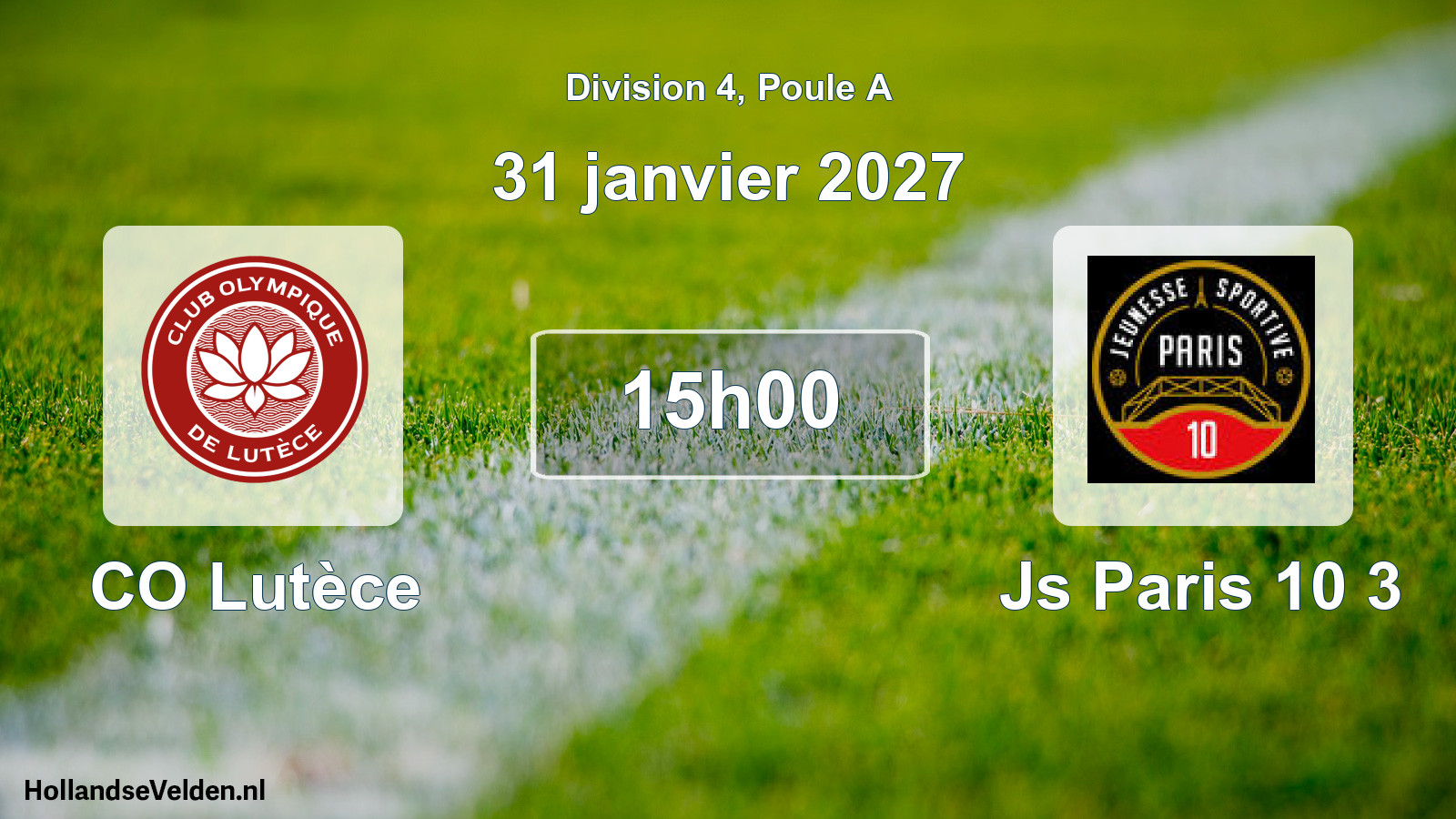 Scheduled Match: CO Lutèce - Js Paris 10 3 (31 January 2027)