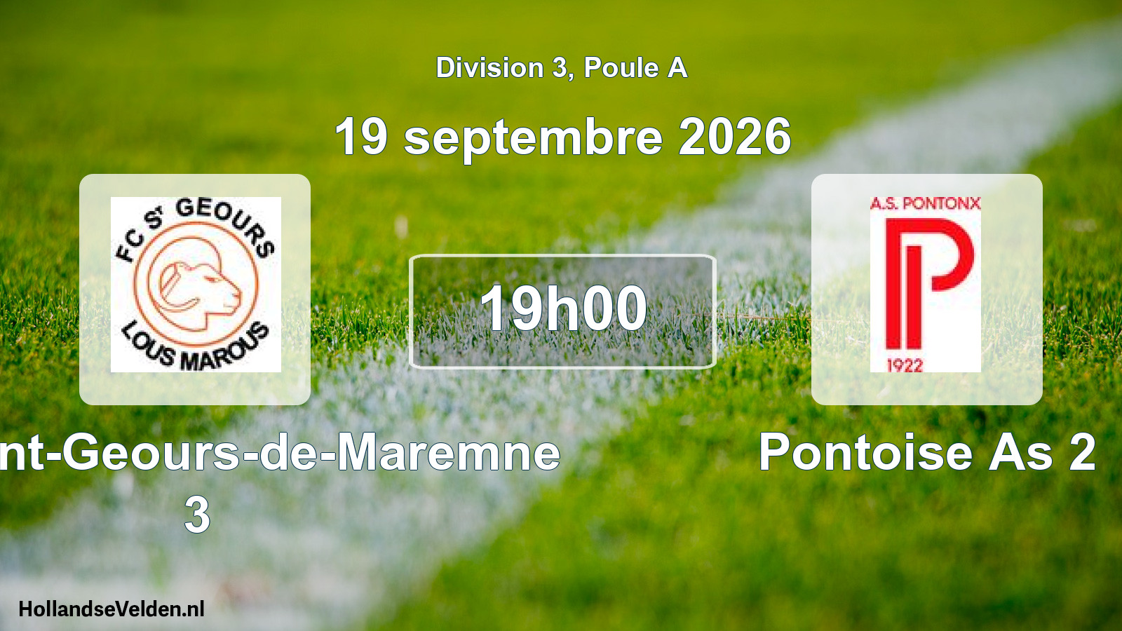 Geplande wedstrijd: FC Saint-Geours-de-Maremne 3 - Pontoise As 2 (19 september 2026)