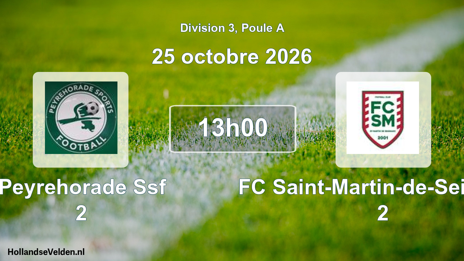 Match programmé: Peyrehorade Ssf 2 - FC Saint-Martin-de-Seignanx 2 (25 octobre 2026)