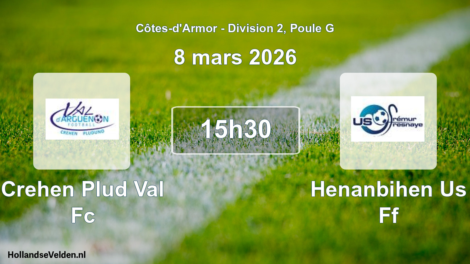 Geplande wedstrijd: Crehen Plud Val Fc - Henanbihen Us Ff (8 mars 2026)