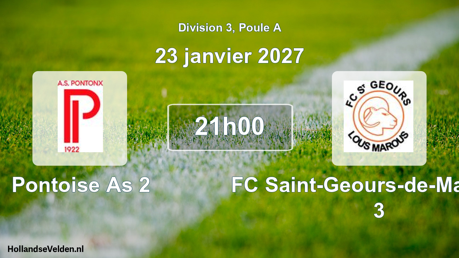 Geplande wedstrijd: Pontoise As 2 - FC Saint-Geours-de-Maremne 3 (23 januari 2027)