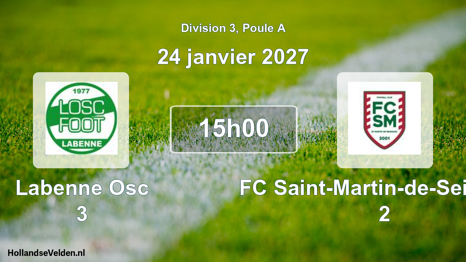 Match programmé: Labenne Osc 3 - FC Saint-Martin-de-Seignanx 2 (24 janvier 2027)