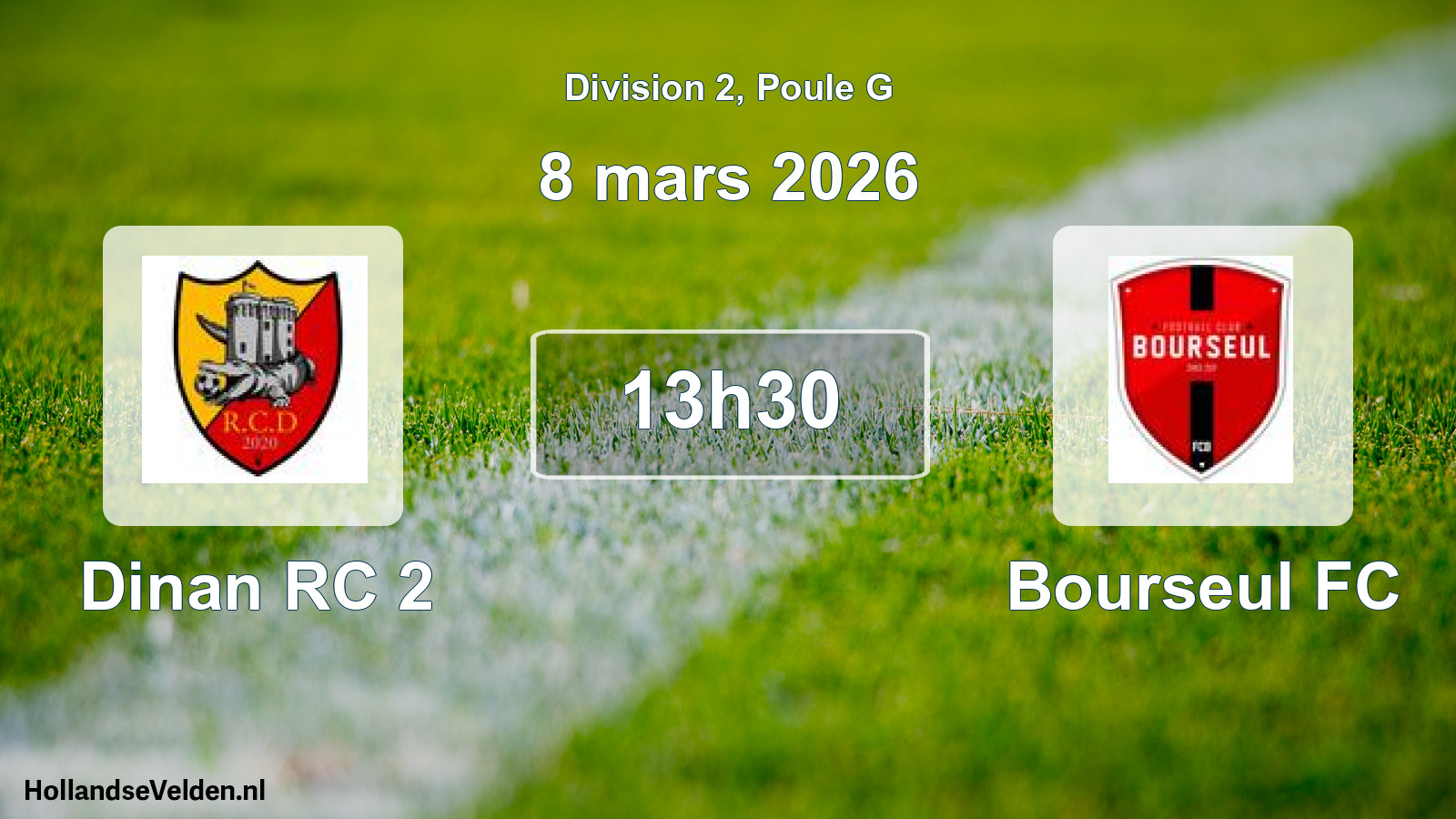 Match programmé: Dinan RC 2 - Bourseul FC (8 mars 2026)