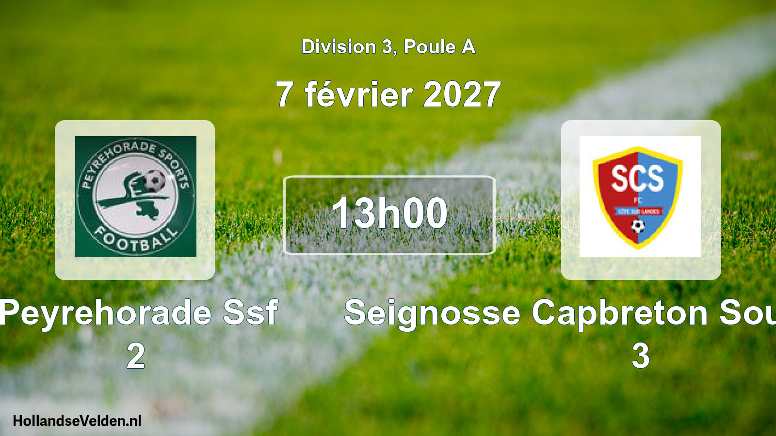 Geplande wedstrijd: Peyrehorade Ssf 2 - Seignosse Capbreton Soustons FC 3 (7 februari 2027)