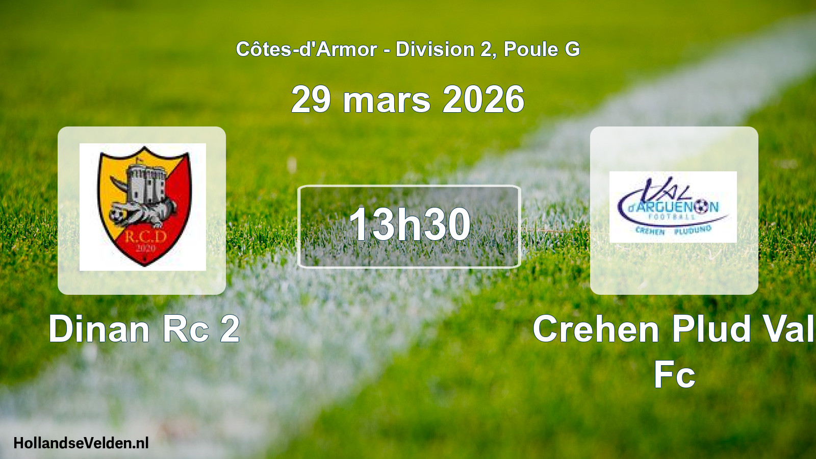 Geplande wedstrijd: Dinan Rc 2 - Crehen Plud Val Fc (29 mars 2026)