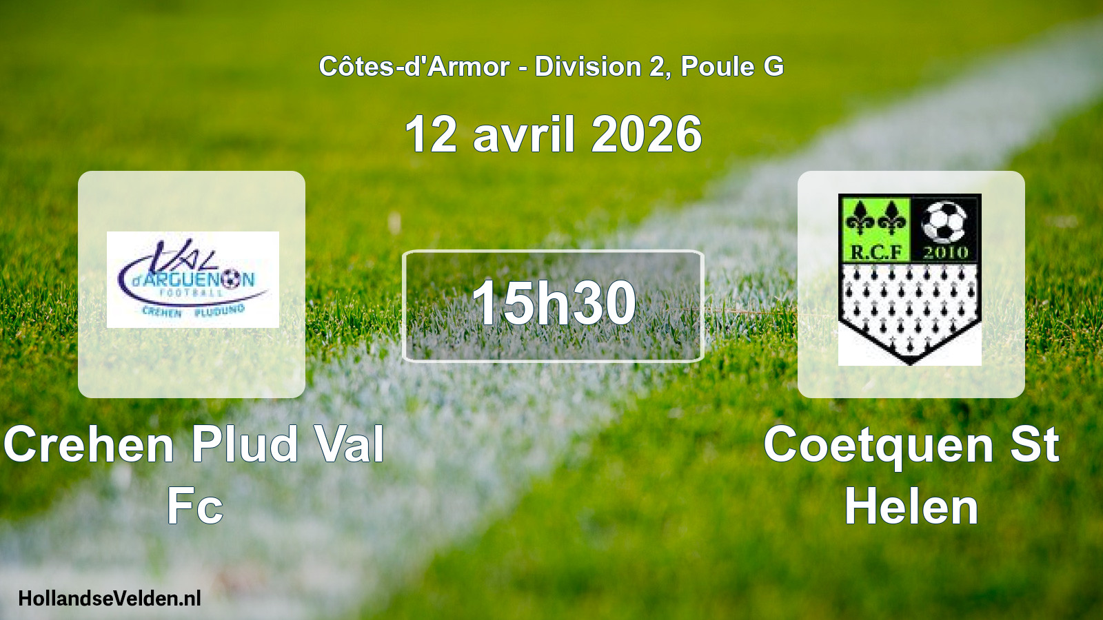 Geplande wedstrijd: Crehen Plud Val Fc - Coetquen St Helen (12 avril 2026)