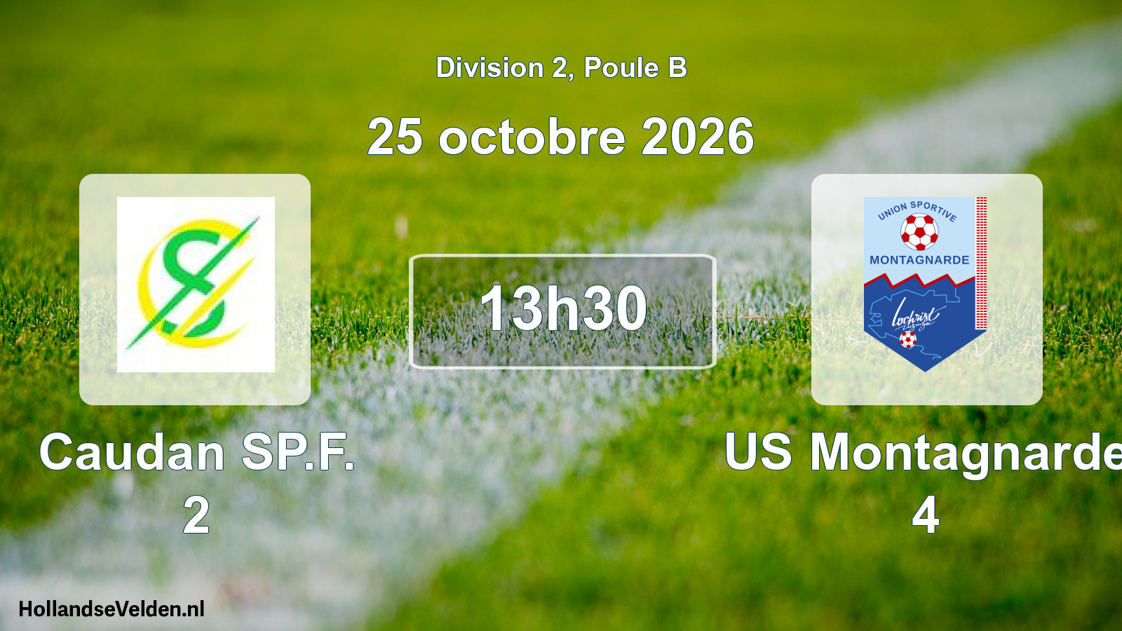 Match programmé: Caudan SP.F. 2 - US Montagnarde 4 (25 octobre 2026)