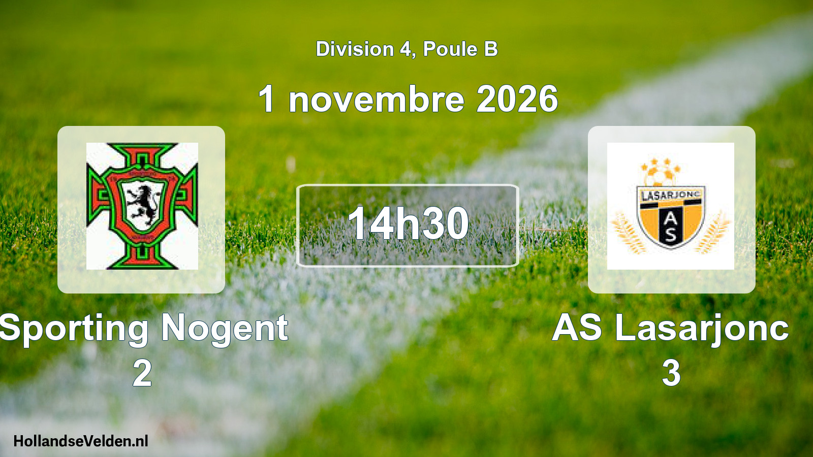 Match programmé: Sporting Nogent 2 - AS Lasarjonc 3 (1 novembre 2026)