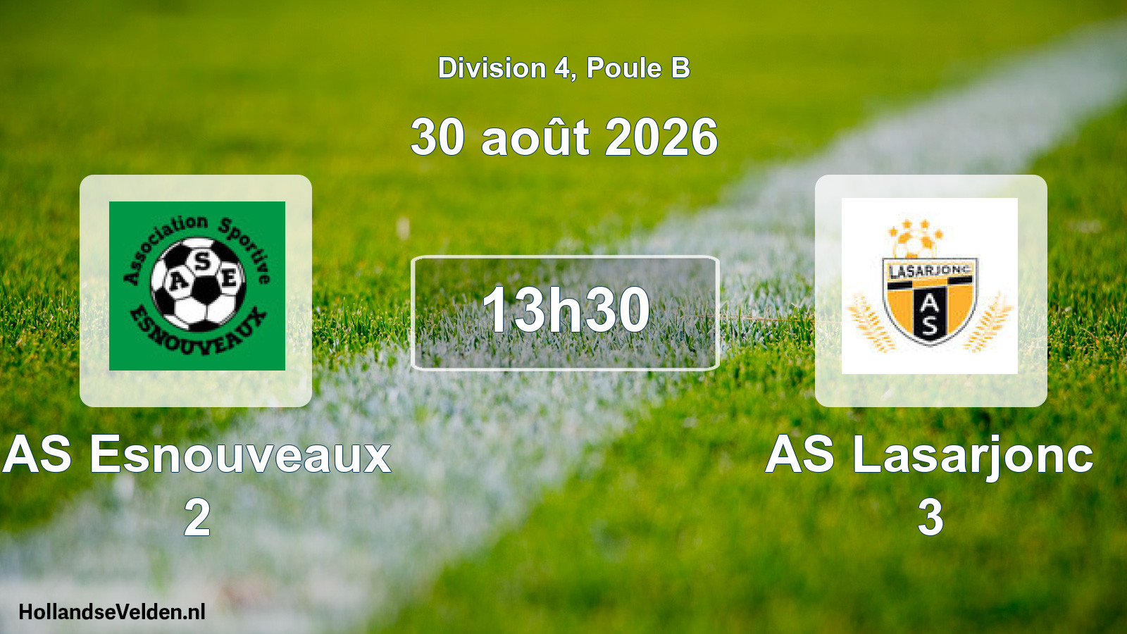 Scheduled Match: AS Esnouveaux 2 - AS Lasarjonc 3 (30 August 2026)