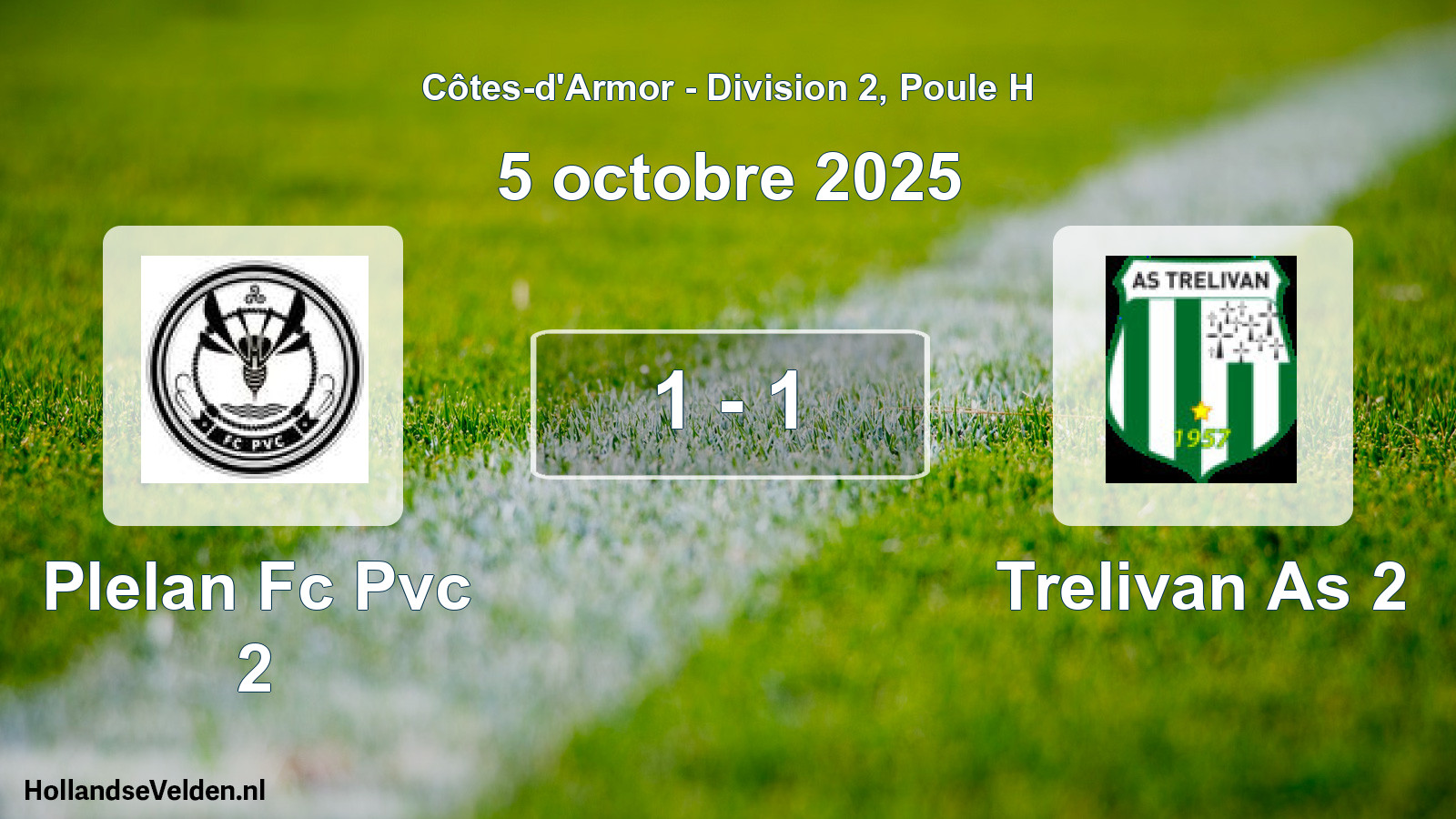 Gespeelde wedstrijd: Plelan Fc Pvc 2 - Trelivan As 2 1 - 1 (5 octobre 2025)