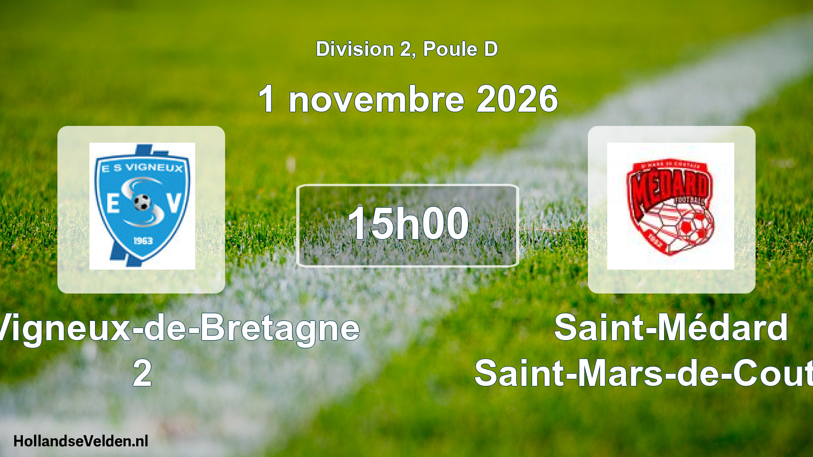 Scheduled Match: ES Vigneux-de-Bretagne 2 - Saint-Médard Saint-Mars-de-Coutais (1 November 2026)