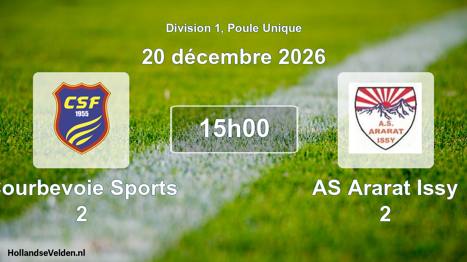 Scheduled Match: Courbevoie Sports 2 - AS Ararat Issy 2 (20 December 2026)