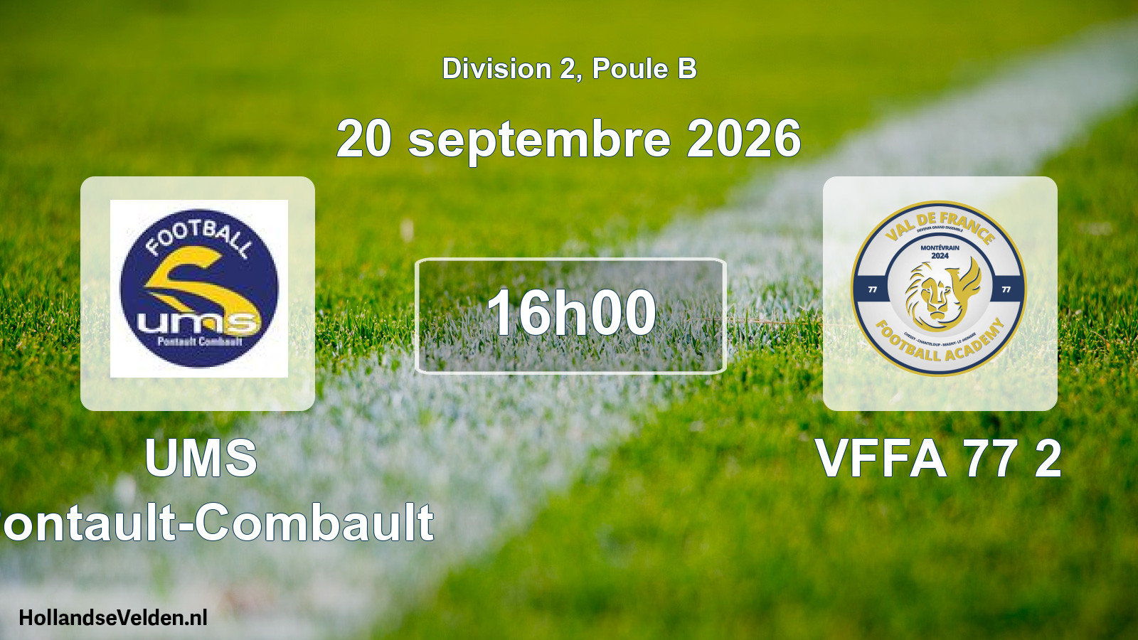Scheduled Match: UMS Pontault-Combault - VFFA 77 2 (20 September 2026)