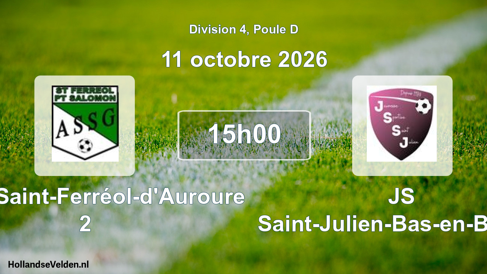 Scheduled Match: ASSG Saint-Ferréol-d'Auroure 2 - JS Saint-Julien-Bas-en-Basset (11 October 2026)