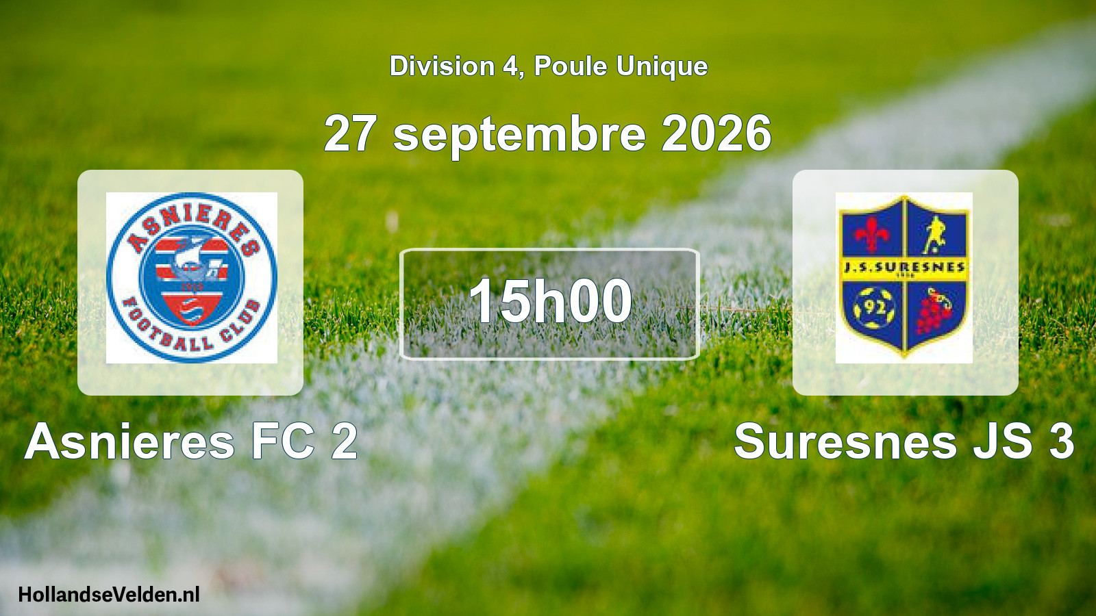 Geplande wedstrijd: Asnieres FC 2 - Suresnes JS 3 (27 september 2026)