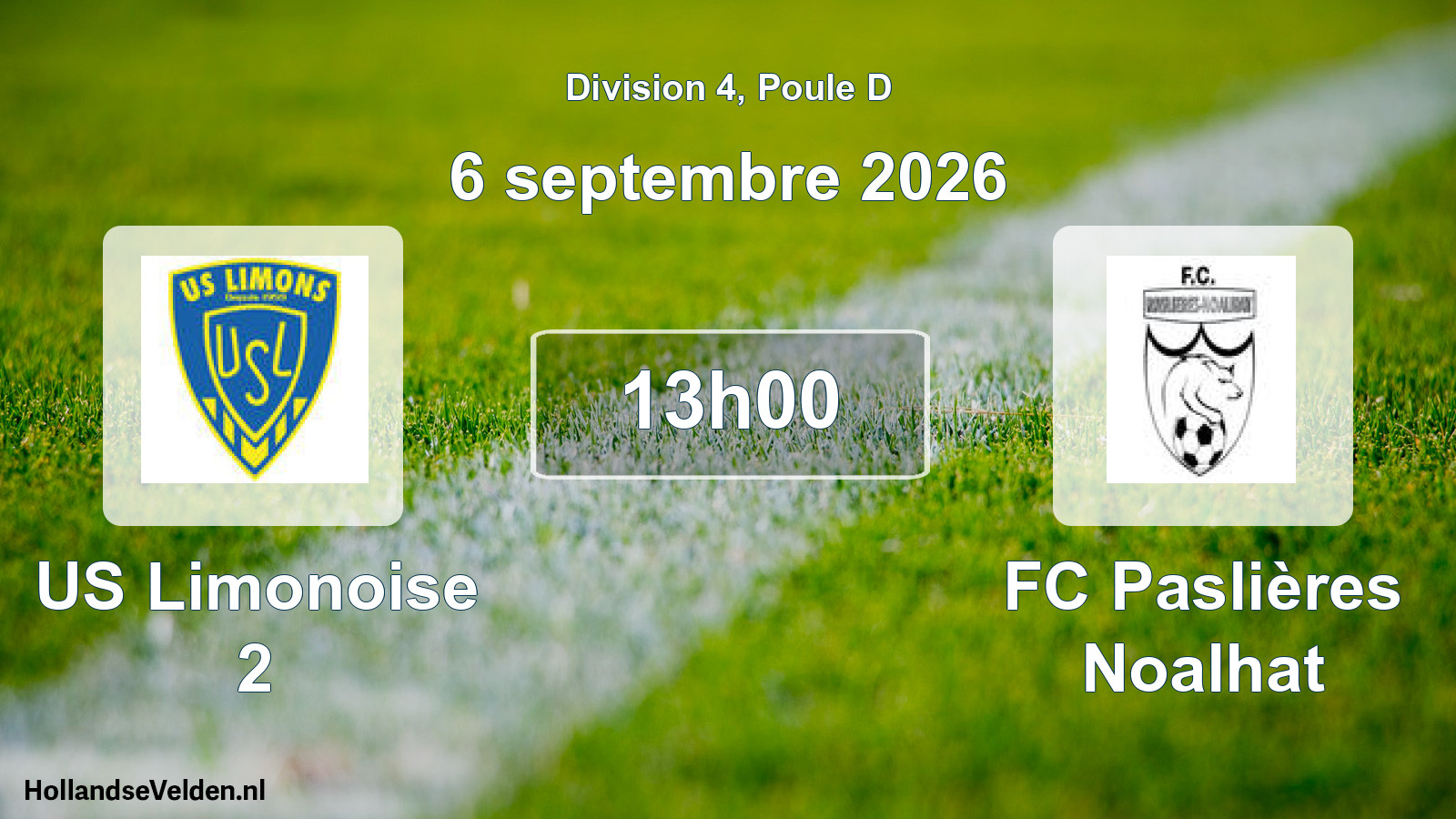 Match programmé: US Limonoise 2 - FC Paslières Noalhat (6 septembre 2026)