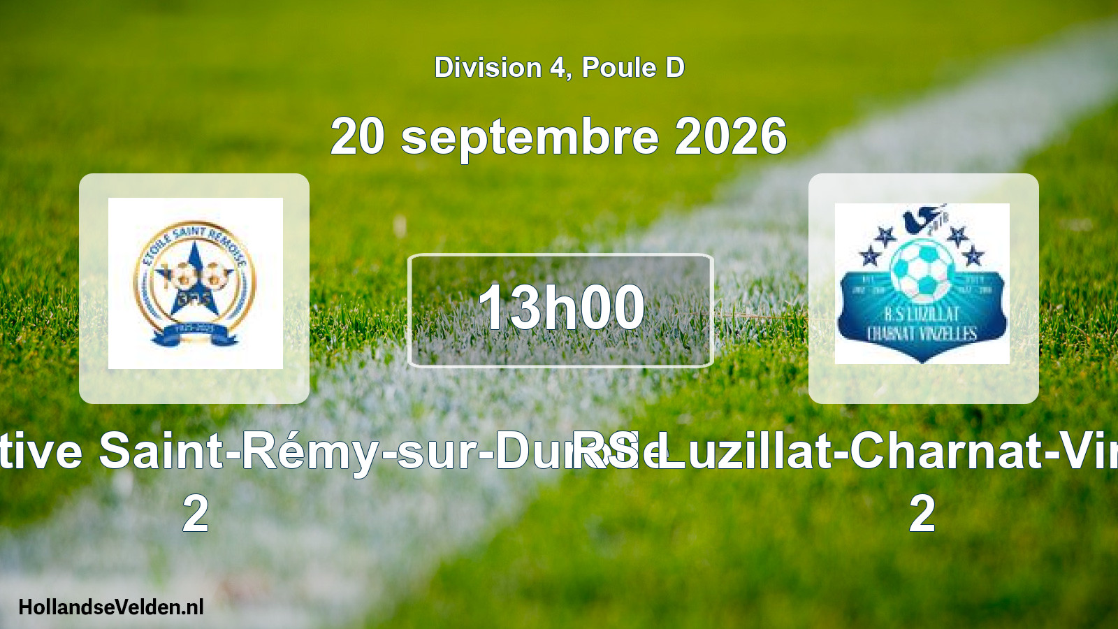 Scheduled Match: Étoile Sportive Saint-Rémy-sur-Durolle 2 - RS Luzillat-Charnat-Vinzelles 2 (20 September 2026)