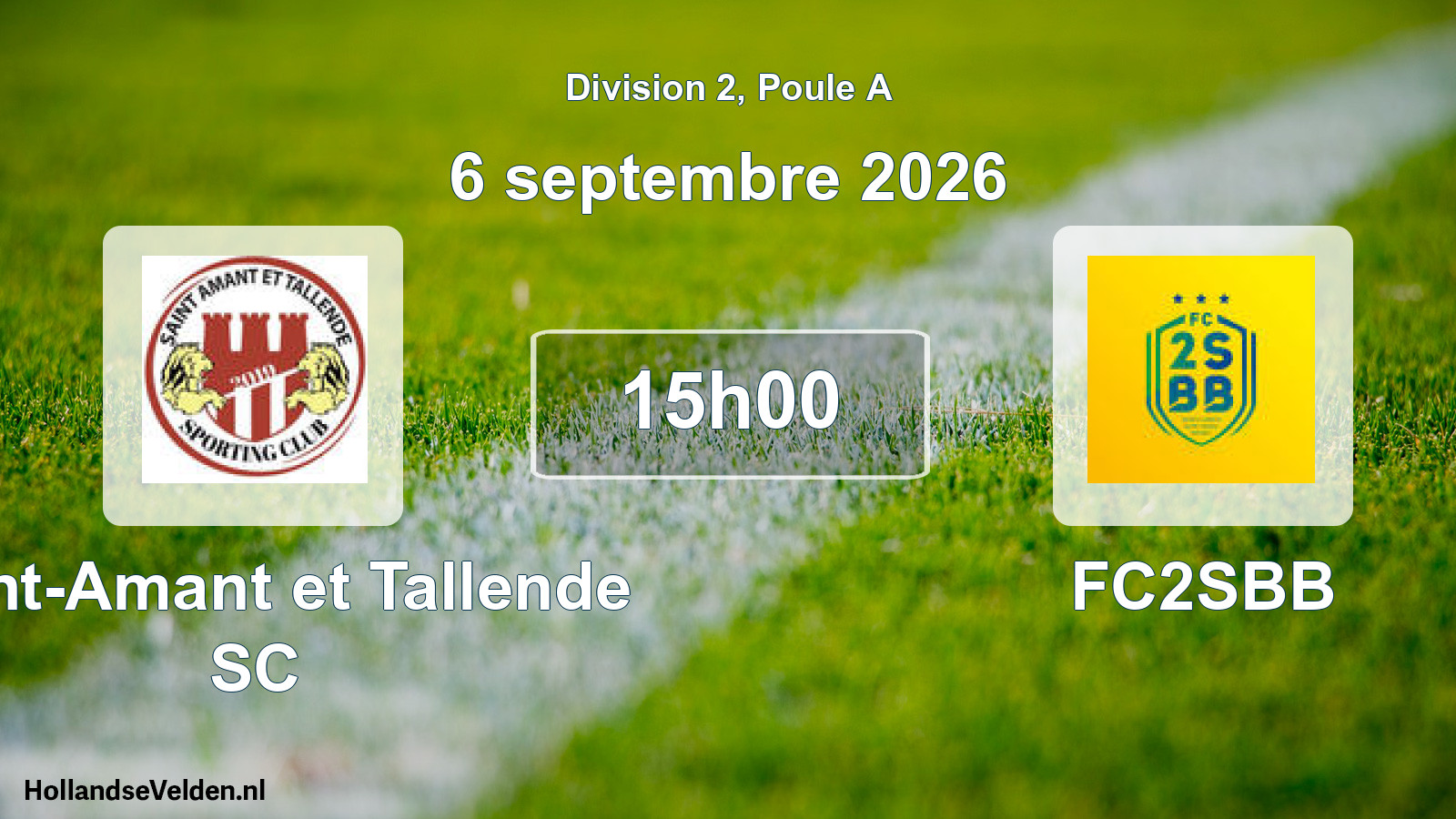 Match programmé: Saint-Amant et Tallende SC - FC2SBB (6 septembre 2026)