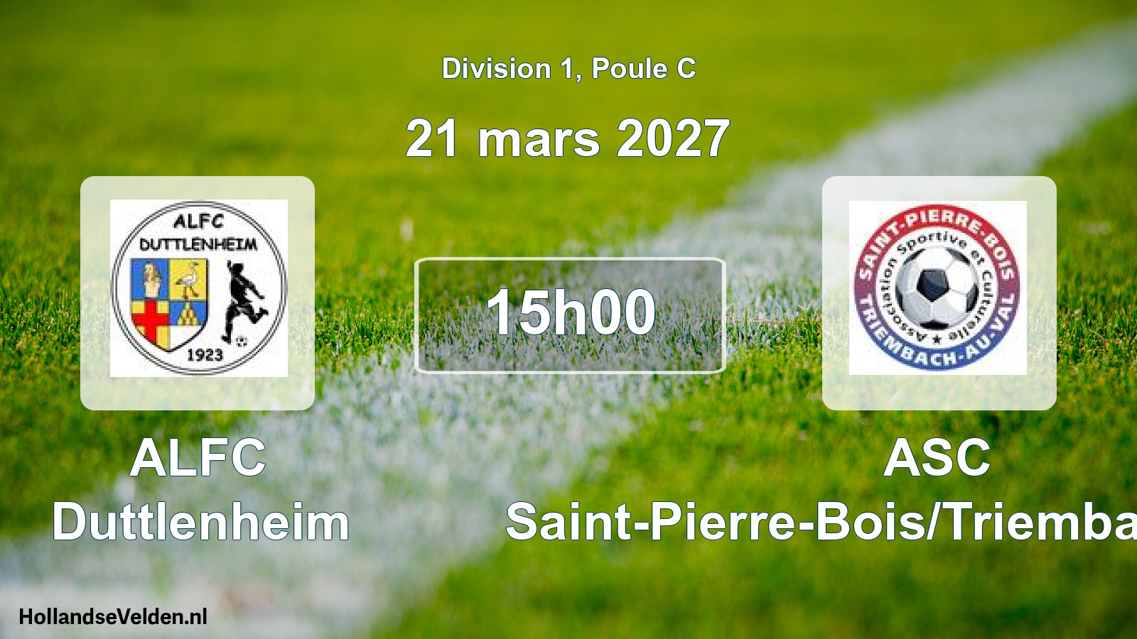 Geplande wedstrijd: ALFC Duttlenheim - ASC Saint-Pierre-Bois/Triembach-au-Val (21 maart 2027)