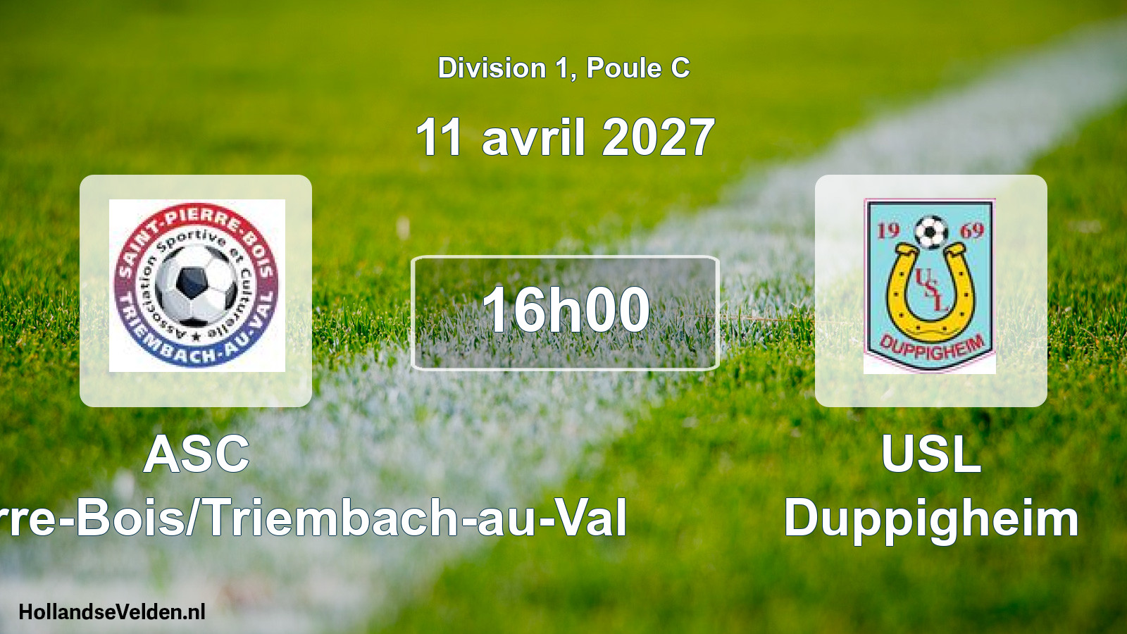 Match programmé: ASC Saint-Pierre-Bois/Triembach-au-Val - USL Duppigheim (11 avril 2027)