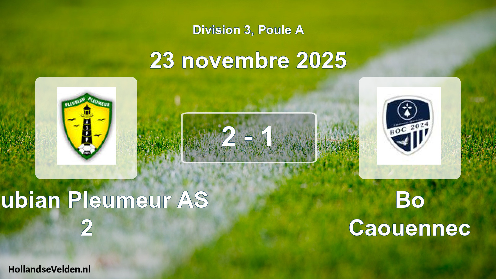 Match joué: Pleubian Pleumeur AS 2 - Bo Caouennec 2 - 1 (23 novembre 2025)