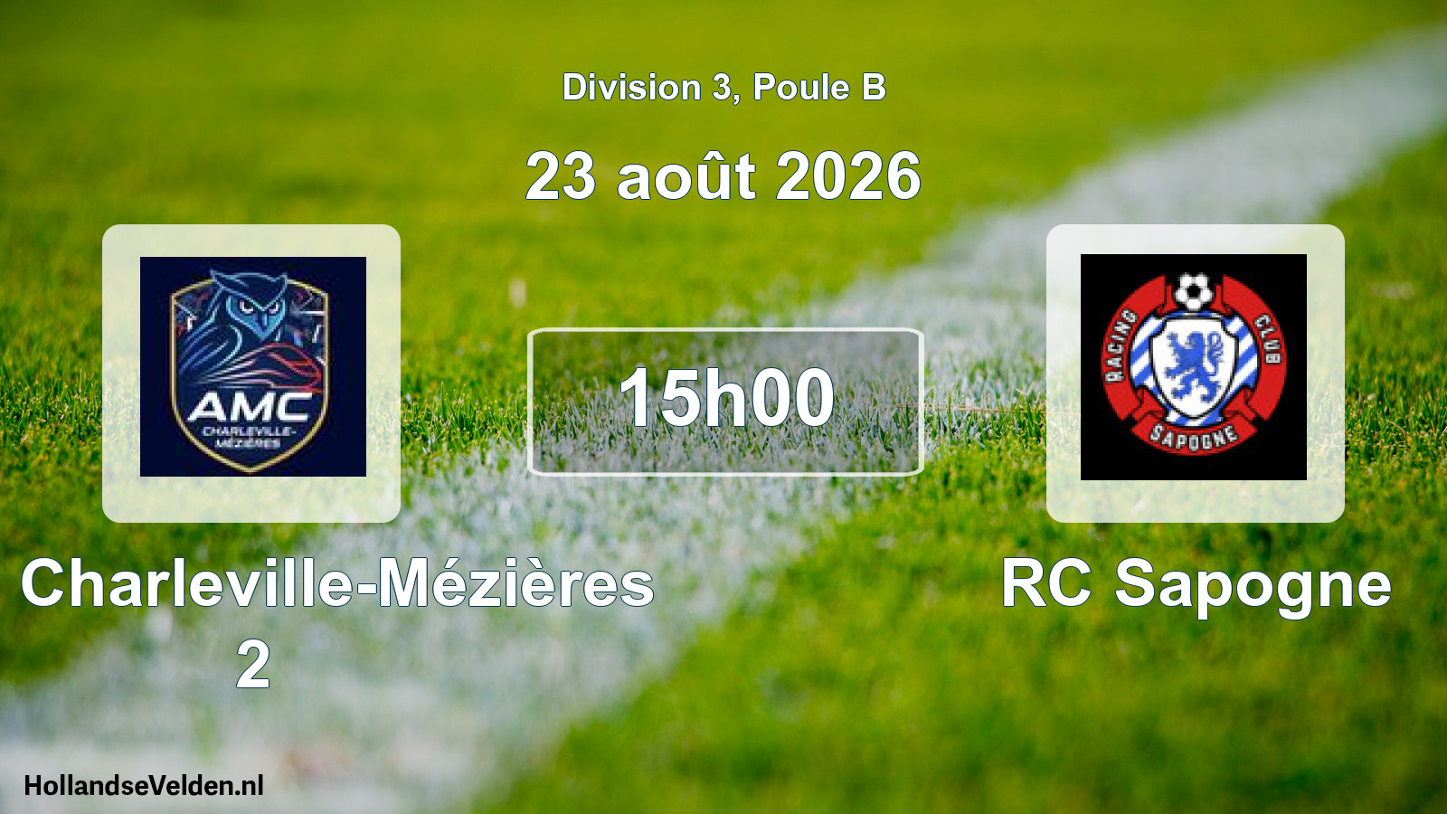 Match joué: AMC Charleville-Mézières 2 - RC Sapogne 2 - 4 (23 août 2026)
