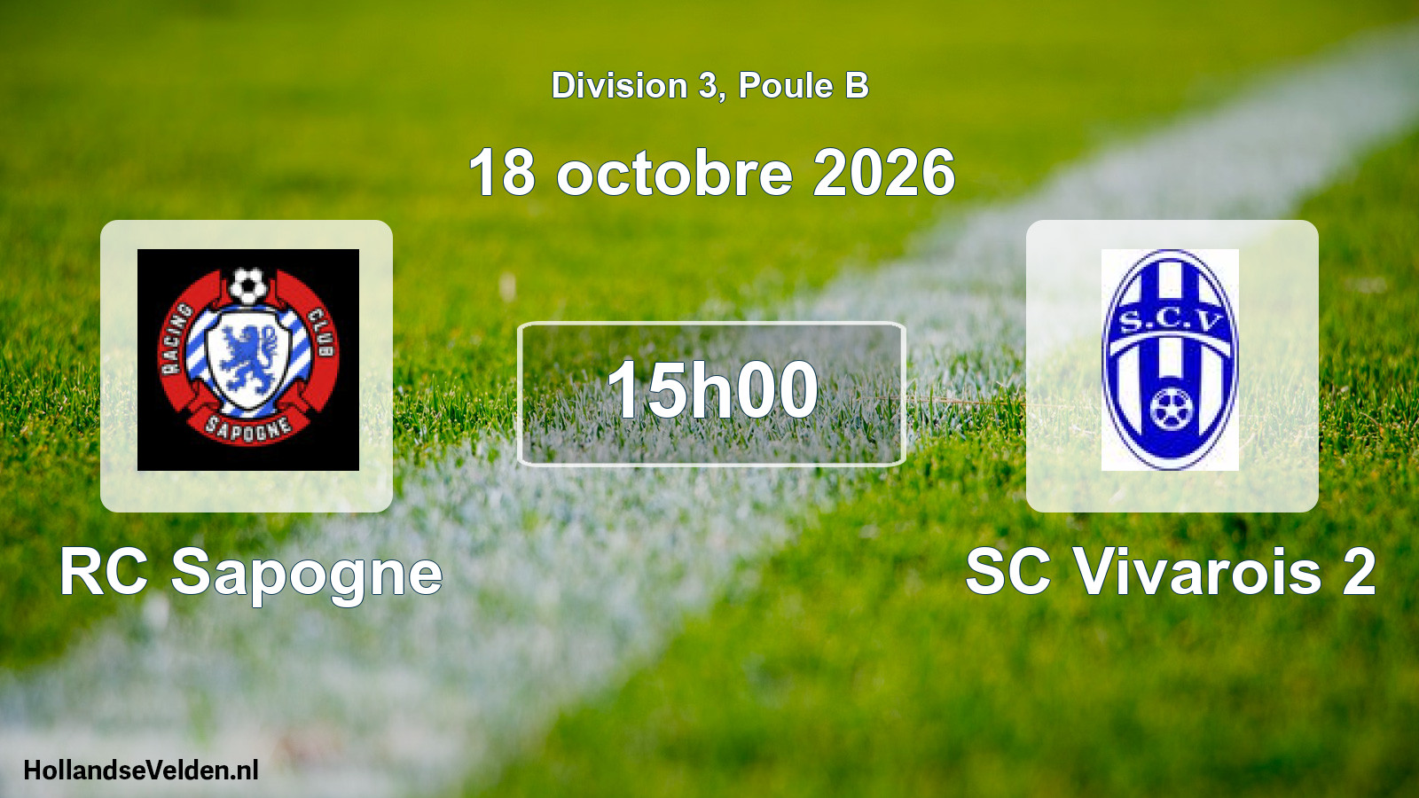 Match programmé: RC Sapogne - SC Vivarois 2 (18 octobre 2026)