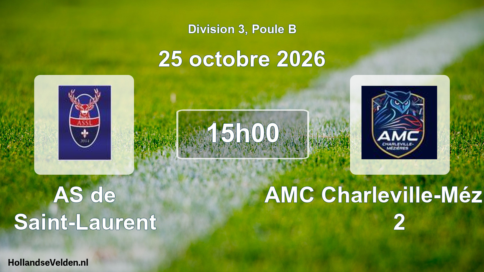 Match programmé: AS de Saint-Laurent - AMC Charleville-Mézières 2 (25 octobre 2026)