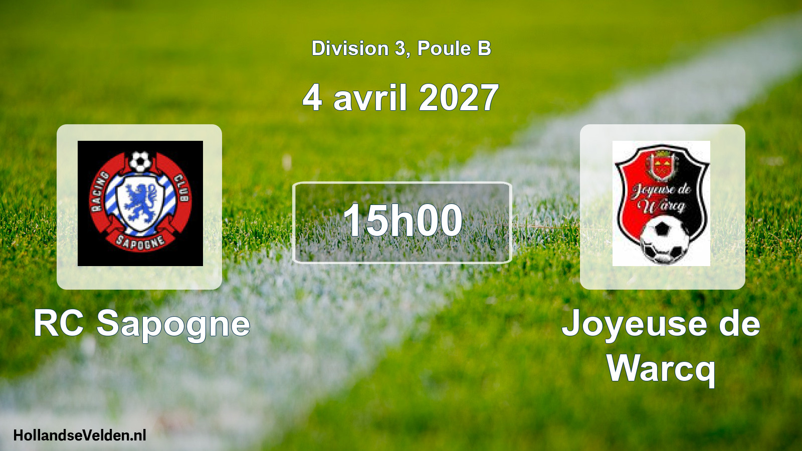 Match programmé: RC Sapogne - Joyeuse de Warcq (4 avril 2027)