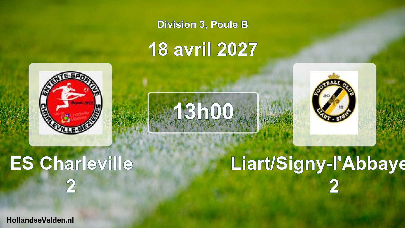 Match programmé: ES Charleville 2 - Liart/Signy-l'Abbaye FC 2 (18 avril 2027)