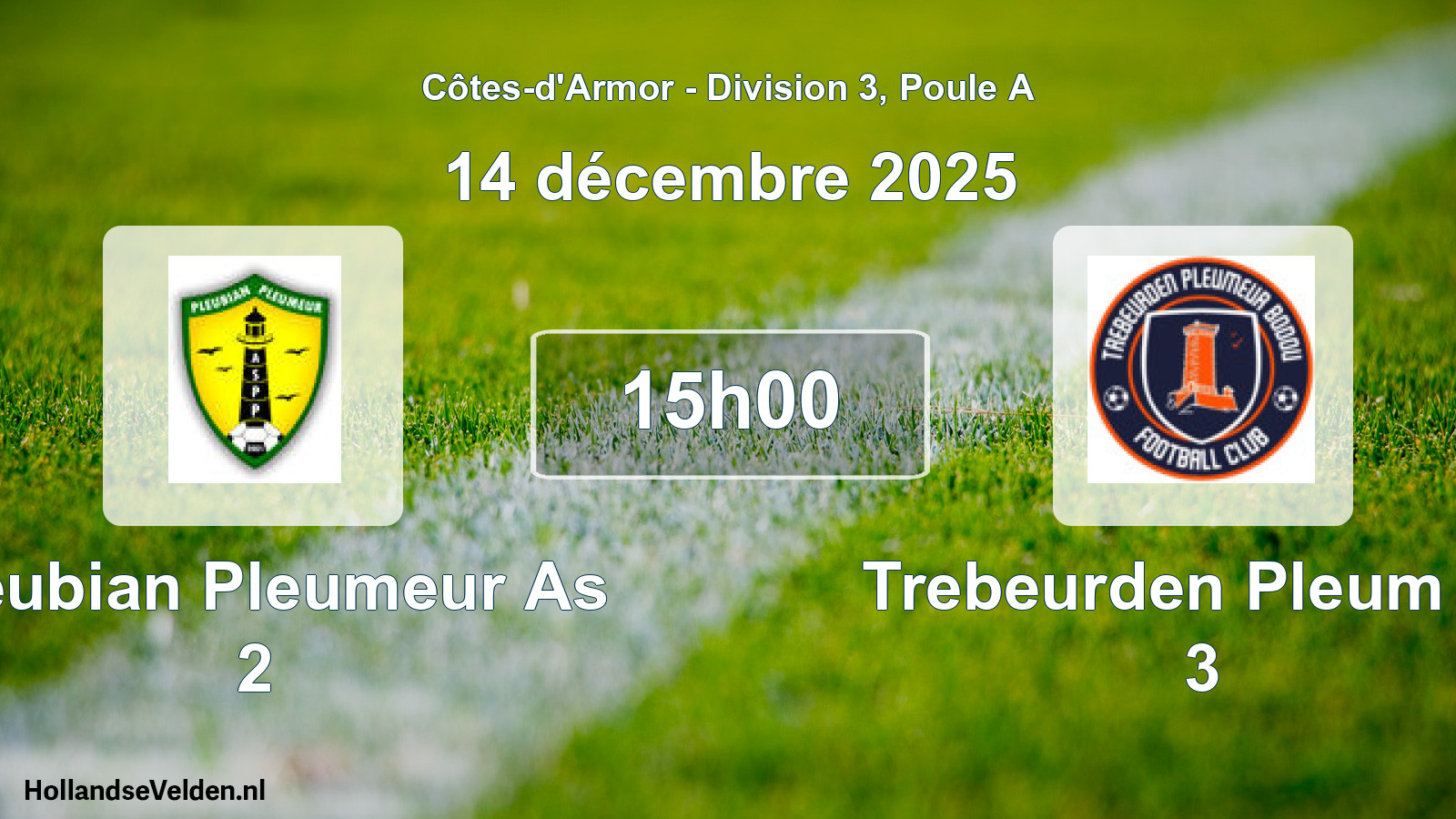 Geplande wedstrijd: Pleubian Pleumeur As 2 - Trebeurden Pleum Fc 3 (14 december 2025)