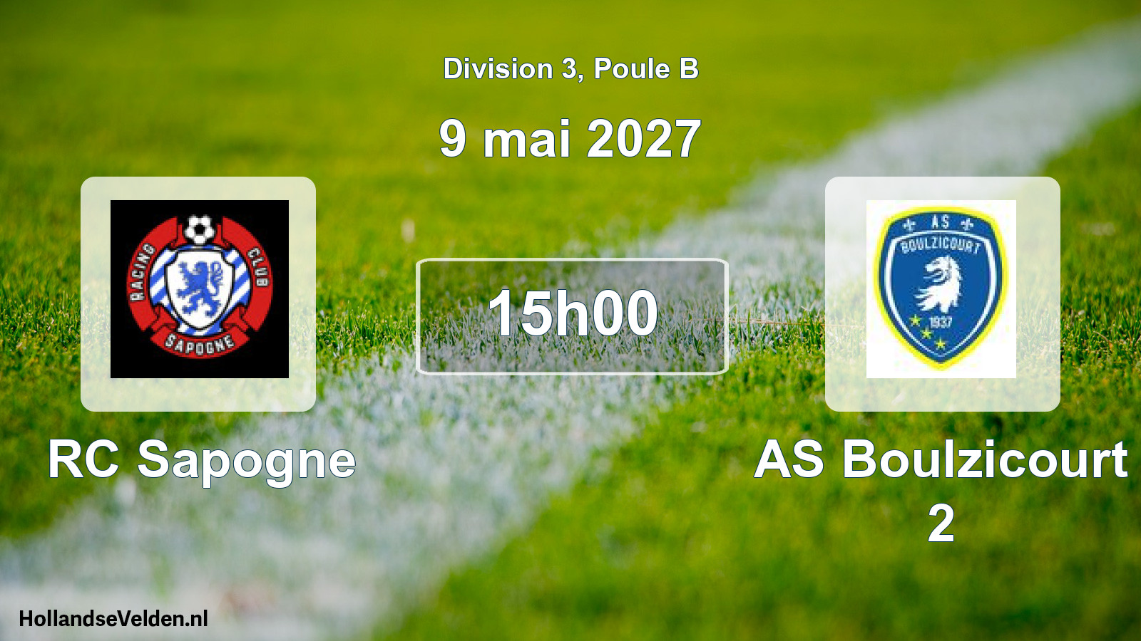 Geplande wedstrijd: RC Sapogne - AS Boulzicourt 2 (9 mei 2027)