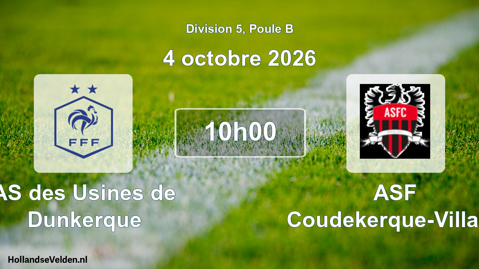 Scheduled Match: AS des Usines de Dunkerque - ASF Coudekerque-Village (4 October 2026)