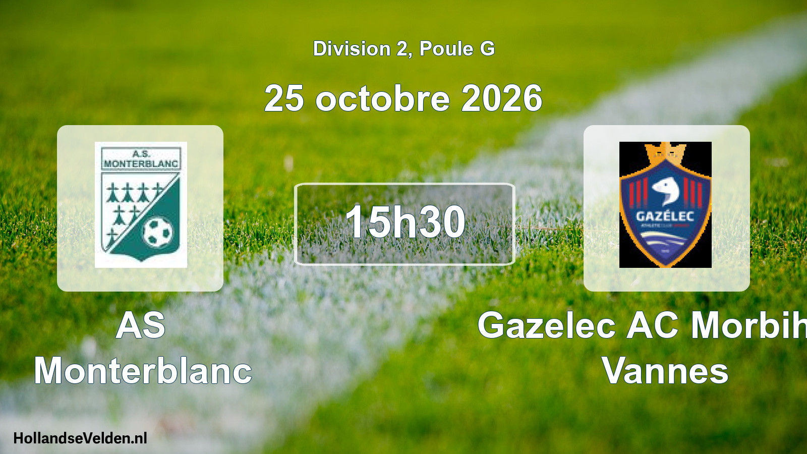 Match programmé: AS Monterblanc - Gazelec AC Morbihan Vannes (25 octobre 2026)
